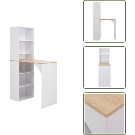 The Living Store Tavolo da Bar con Mobiletto Bianco 115x59x200 cm - Mobiletto da bar