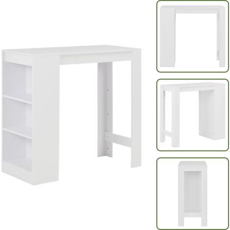 The Living Store Tavolo da Bar con Ripiano Bianco 110x50x103 cm - Tavolo da bar in legno