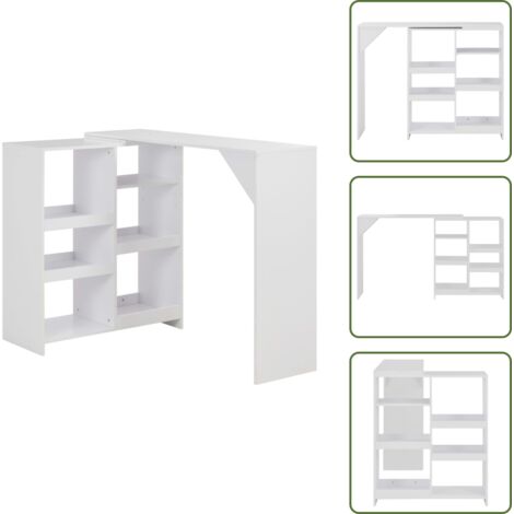 The Living Store Tavolo da Bar con Scaffale Mobile Bianco 138x39x110 cm - Scaffale mobile