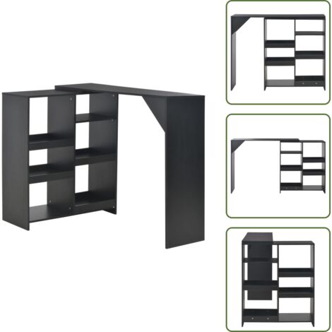 The Living Store Tavolo da Bar con Scaffale Mobile Nero 138x39x110 cm - Scaffale mobile