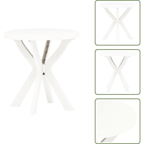 The Living Store Tavolo da Bistrot Bianco Ø70 cm in Plastica - Tavolo da patio