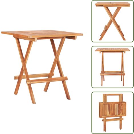 The Living Store Tavolo da Bistrot Pieghevole 60x60x65 cm in Massello di Teak - Tavolo pieghevole