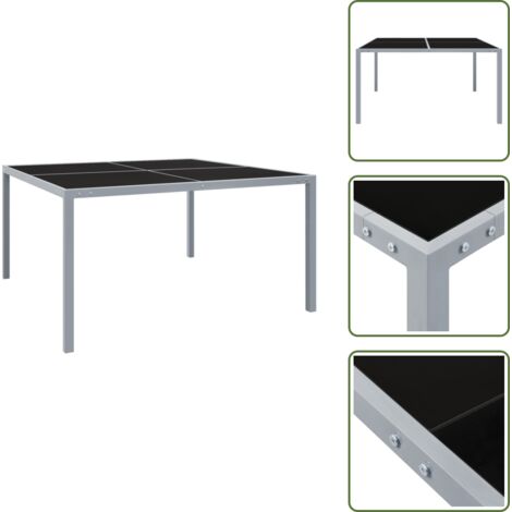 The Living Store Tavolo da Giardino 130x130x72 cm Grigio in Acciaio e Vetro - Tavolo esterno