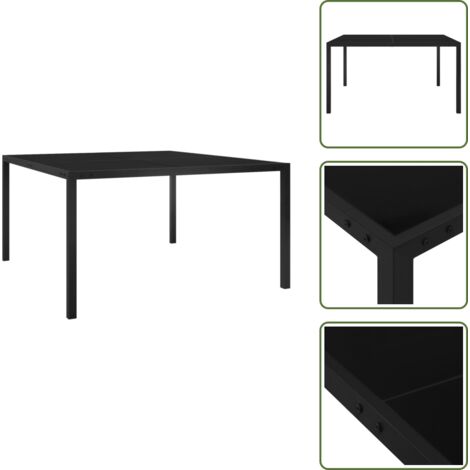 The Living Store Tavolo da Giardino 130x130x72 cm Nero in Acciaio e Vetro - Tavolo esterno