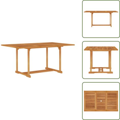 The Living Store Tavolo da Giardino 150x90x75 cm in Legno Massello di Teak - Tavolo da pranzo esterno
