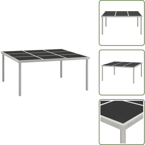 The Living Store Tavolo da Giardino 170x170x74,5 cm in Vetro e Acciaio - Tavolo da pranzo esterno