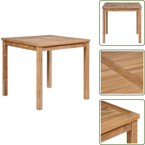 The Living Store Tavolo da Giardino 80x80x77 cm in Legno Massello di Teak - Tavolo da pranzo in legno