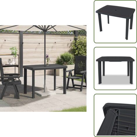 The Living Store Tavolo da Giardino Antracite 101x68x72 cm in Plastica - Tavolo da esterno