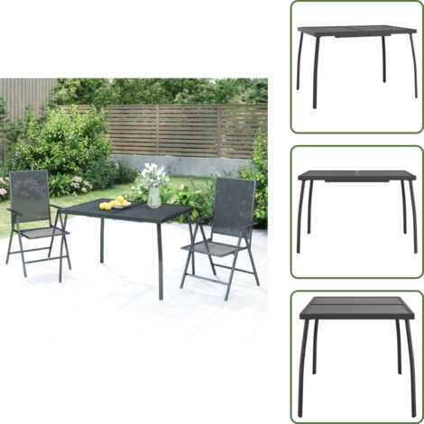 The Living Store Tavolo da Giardino Antracite 110x80x72 cm Rete d'Acciaio - Tavolo da esterno