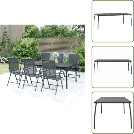 The Living Store Tavolo da Giardino Antracite 200x100x72 cm Rete d'Acciaio - Tavolo da esterno