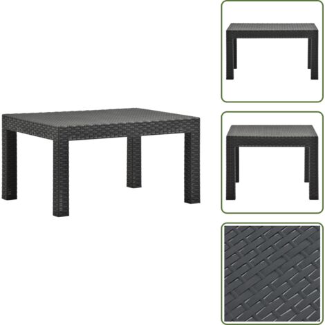 The Living Store Tavolo da Giardino Antracite 58x58x41 cm in Rattan PP - Tavolo esterno