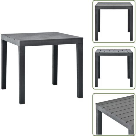 The Living Store Tavolo da Giardino Antracite 78x78x72 cm in Plastica - Tavolo da esterno