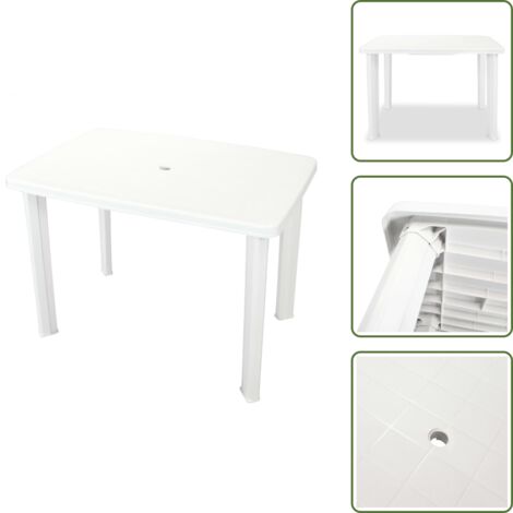 The Living Store Tavolo da Giardino Bianco 101x68x72 cm in Plastica - Tavolo da pranzo all'aperto