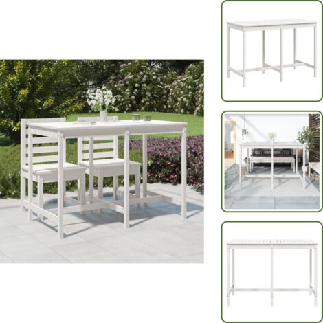 The Living Store Tavolo da Giardino Bianco 159,5x82,5x110 cm Legno Massello Pino - Tavolo da patio