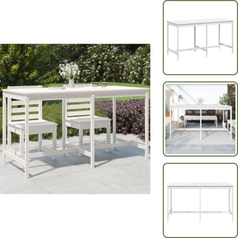 The Living Store Tavolo da Giardino Bianco 203,5x90x110cm Legno Massello di Pino - Tavolo da patio