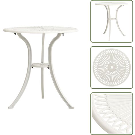 The Living Store Tavolo da Giardino Bianco 62x62x65 cm in Alluminio Pressofuso - Tavolo da tè