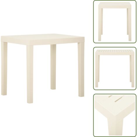 The Living Store Tavolo da Giardino Bianco 79x65x72 cm in Plastica - Tavolo da pranzo all'aperto