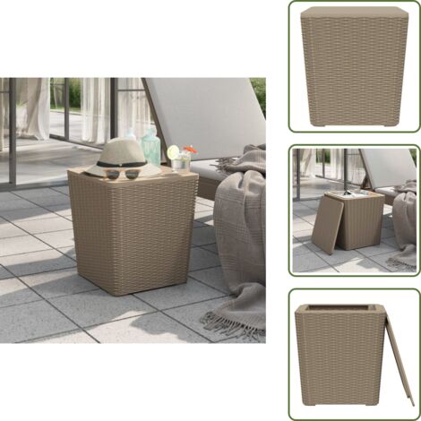 The Living Store Tavolo da Giardino con Coperchio Polipropilene Marrone Chiaro - Tavolo da balcone