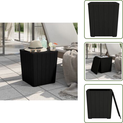 The Living Store Tavolo da Giardino con Coperchio Rimovibile Polipropilene Nero - Tavolo da balcone
