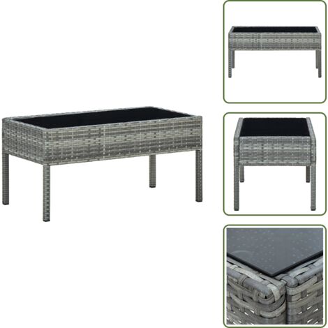 The Living Store Tavolo da Giardino Grigio 75x40x37 cm in Polyrattan - Rattan