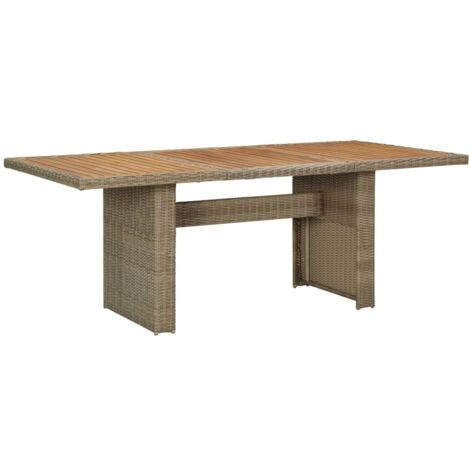 The Living Store Tavolo da Giardino Marrone 200x100x74 cm in Polyrattan - Tavolo da pranzo esterno