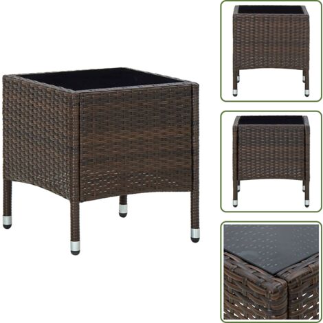The Living Store Tavolo da Giardino Marrone 40x40x45 cm in Polyrattan - Tavolo da patio