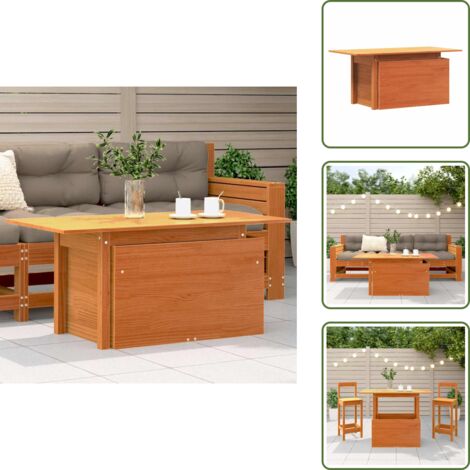 The Living Store Tavolo da Giardino Marrone Cera 100x50x75cm Legno Massello Pino - Tavolo da esterno