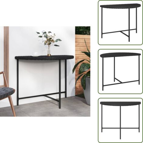 The Living Store Tavolo da Giardino Nero 100x50x75 cm in Polyrattan - Polyrattan