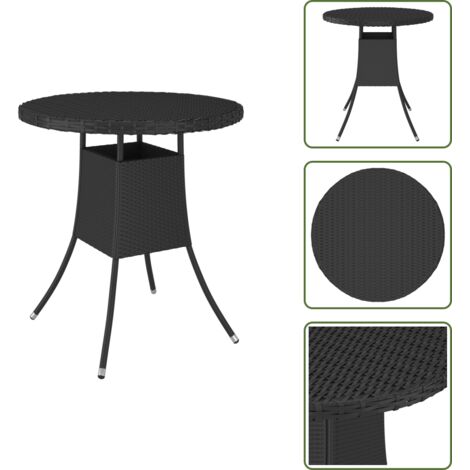 The Living Store Tavolo da Giardino Nero 70x70x73 cm in Polyrattan - Tavolo esterno
