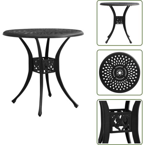 The Living Store Tavolo da Giardino Nero 78x78x72 cm in Alluminio Pressofuso - Tavolo da patio