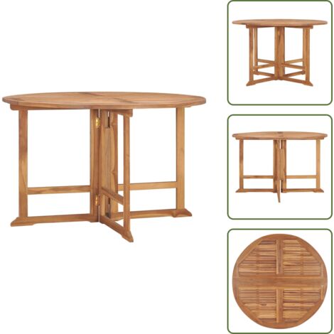 The Living Store Tavolo da Giardino Pieghevole Ø110x75 cm in Massello di Teak - Tavolo in legno
