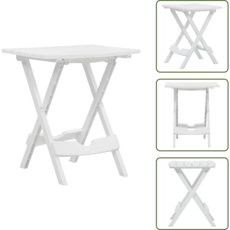 The Living Store Tavolo da Giardino Pieghevole 45,5x38,5x50cm Bianco - Tavolo pieghevole