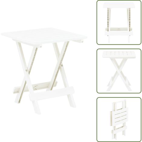 The Living Store Tavolo da Giardino Pieghevole Bianco 45x43x50 cm in Plastica - Tavolo pieghevole