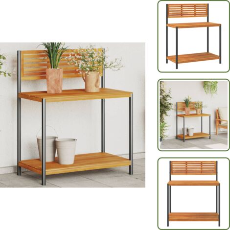 The Living Store Tavolo da Invasatura 90x50x110 cm in Legno Acacia e Acciaio - Tavolo da lavoro