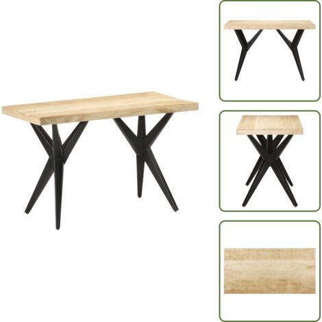 The Living Store Tavolo da Pranzo 120x60x76 cm in Legno Massello di Mango - Tavolo da pranzo in legno massello