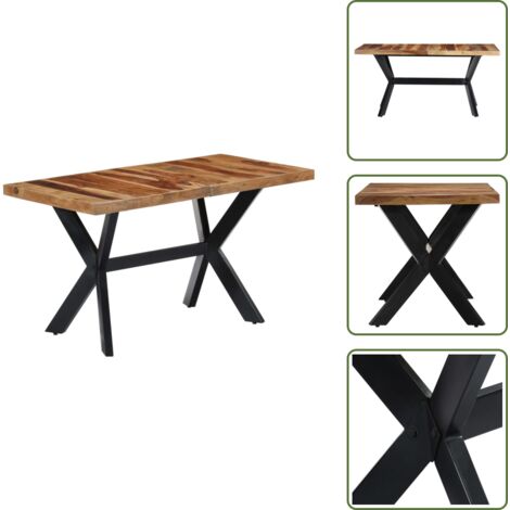 The Living Store Tavolo da Pranzo 140x70x75 cm in Legno Massello di Acacia - Tavolo da pranzo in acacia