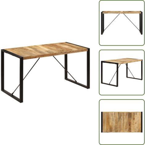 The Living Store Tavolo da Pranzo 140x70x75 cm in Legno Massello di Mango - Tavolo da pranzo in legno massello