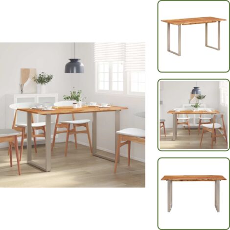 The Living Store Tavolo da Pranzo 140x70x76 cm in Legno Massello di Acacia - Tavolo da pranzo in acacia