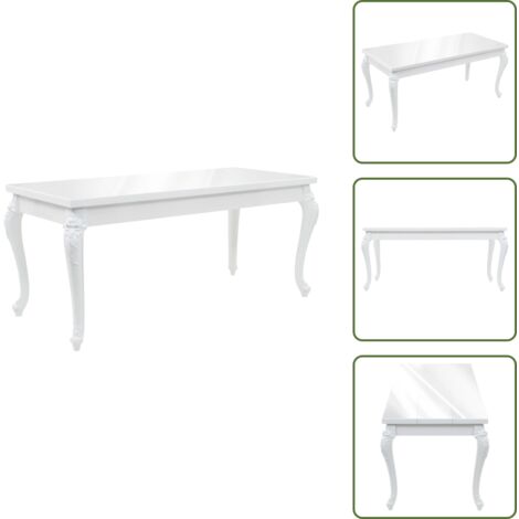 The Living Store Tavolo da Pranzo 179x89x81 cm Bianco Lucido - Tavolo da pranzo in MDF