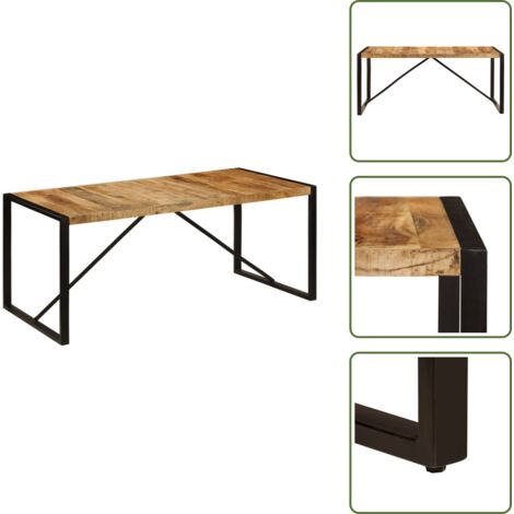 The Living Store Tavolo da Pranzo 180x90x75 cm in Legno Massello di Mango - Tavolo da pranzo in legno massello