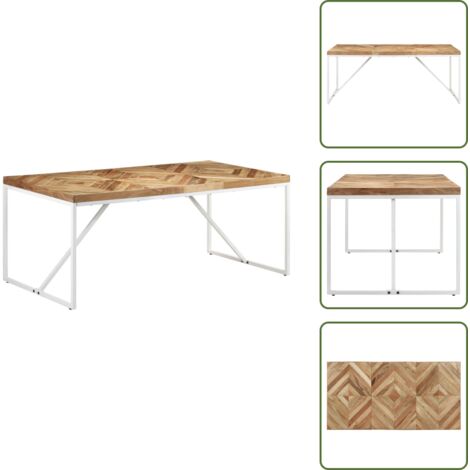 The Living Store Tavolo da Pranzo 180x90x76 cm Legno Massello di Acacia e Mango - Tavolo da pranzo industriale
