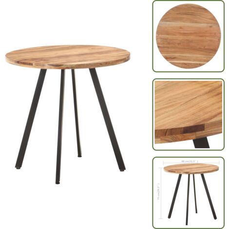 The Living Store Tavolo da Pranzo 80 cm in Legno Massello di Acacia - Tavolo in acacia