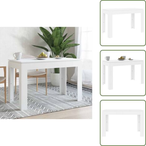 The Living Store Tavolo da Pranzo Bianco 120x60x76 cm in Legno Multistrato - Tavolo da pranzo bianco