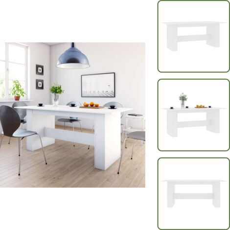 The Living Store Tavolo da Pranzo Bianco 180x90x76 cm in Legno Multistrato - Tavolo da pranzo bianco