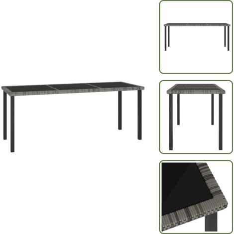 The Living Store Tavolo da Pranzo da Giardino Grigio 180x70x73 cm in Polyrattan - Tavolo da pranzo esterno