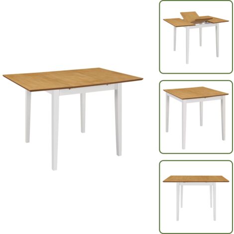 The Living Store Tavolo da Pranzo Estensibile Bianco (80-120)x80x74 cm in MDF - Tavolo da pranzo in mdf