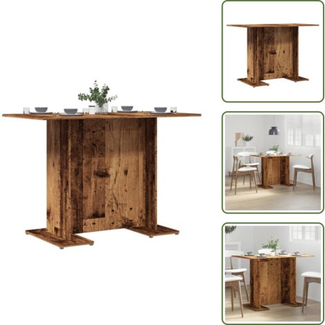 The Living Store Tavolo da Pranzo Legno Antico 110x60x75 cm in Legno Multistrato - Tavolo da pranzo in truciolato