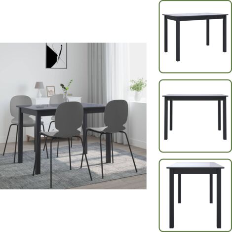 The Living Store Tavolo da Pranzo Nero 114x71x75cm in Legno Massello di Hevea - Tavolo da pranzo nero