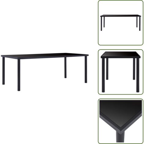 The Living Store Tavolo da Pranzo Nero 200x100x75 cm in Vetro Temperato - Tavolo da pranzo nero