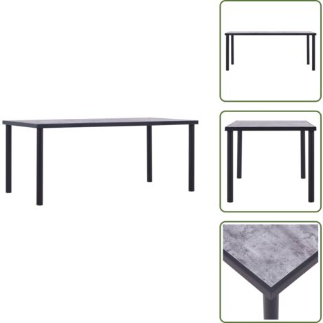 The Living Store Tavolo da Pranzo Nero e Grigio Cemento 180x90x75 cm in MDF - Tavolo da pranzo in MDF